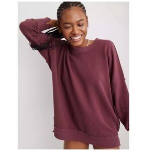 Aerie Oversized Crewneck Relaxed Burgundy Sweatshirt